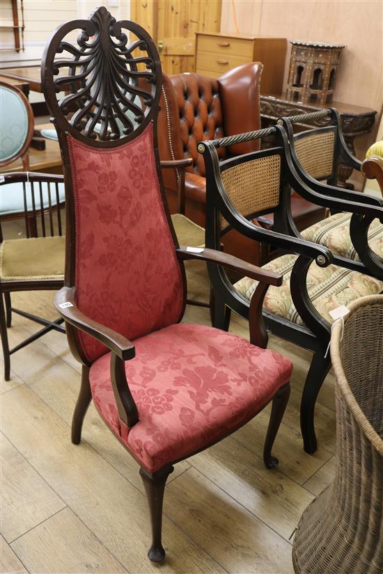 An Edwardian mahogany highback chair